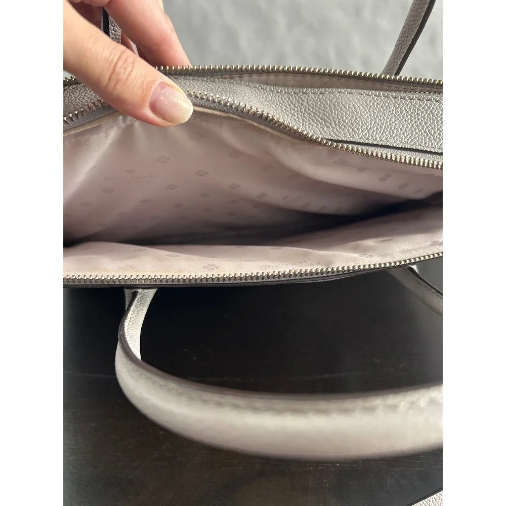Kate Spade Grey Pebbled Leather Laptop Bag Briefcase Crossbody Messenger Bag